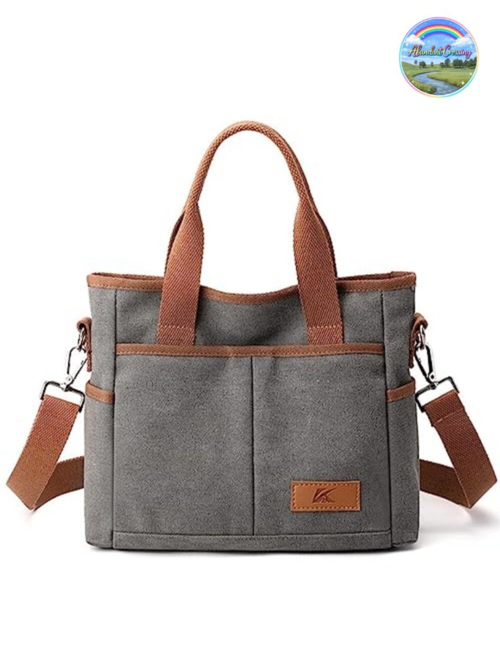 Canvas Tote Bag Multi Pocket Small Shoulder Crossbody Purse Everyday Handbag